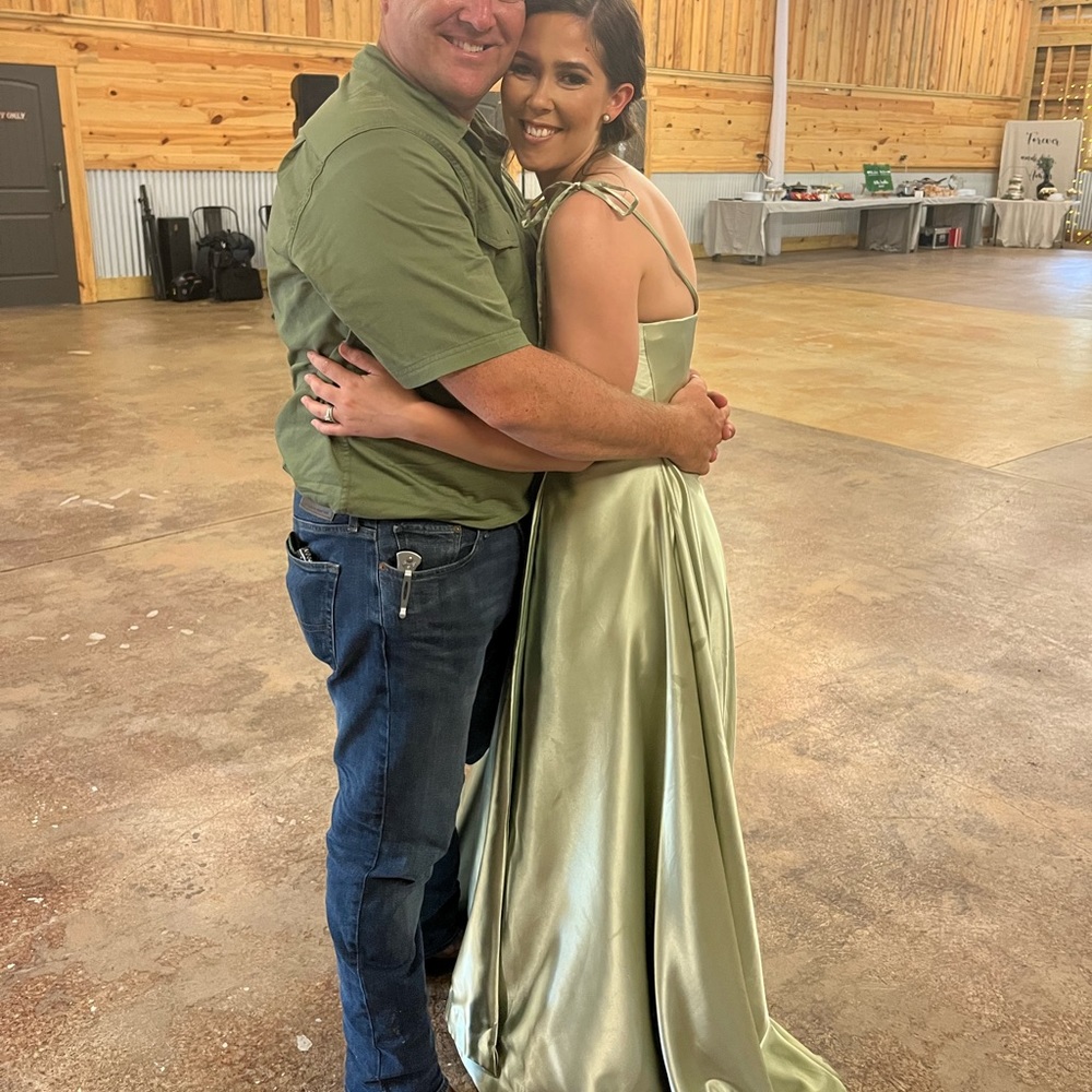 Satin Slip Maxi Dress in Sage Green - Picture 4 of 5